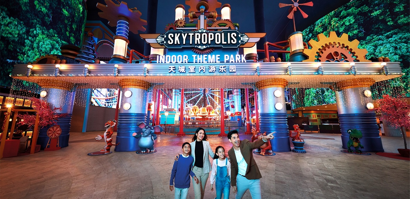 family enjoying Skytropolis indoor theme park